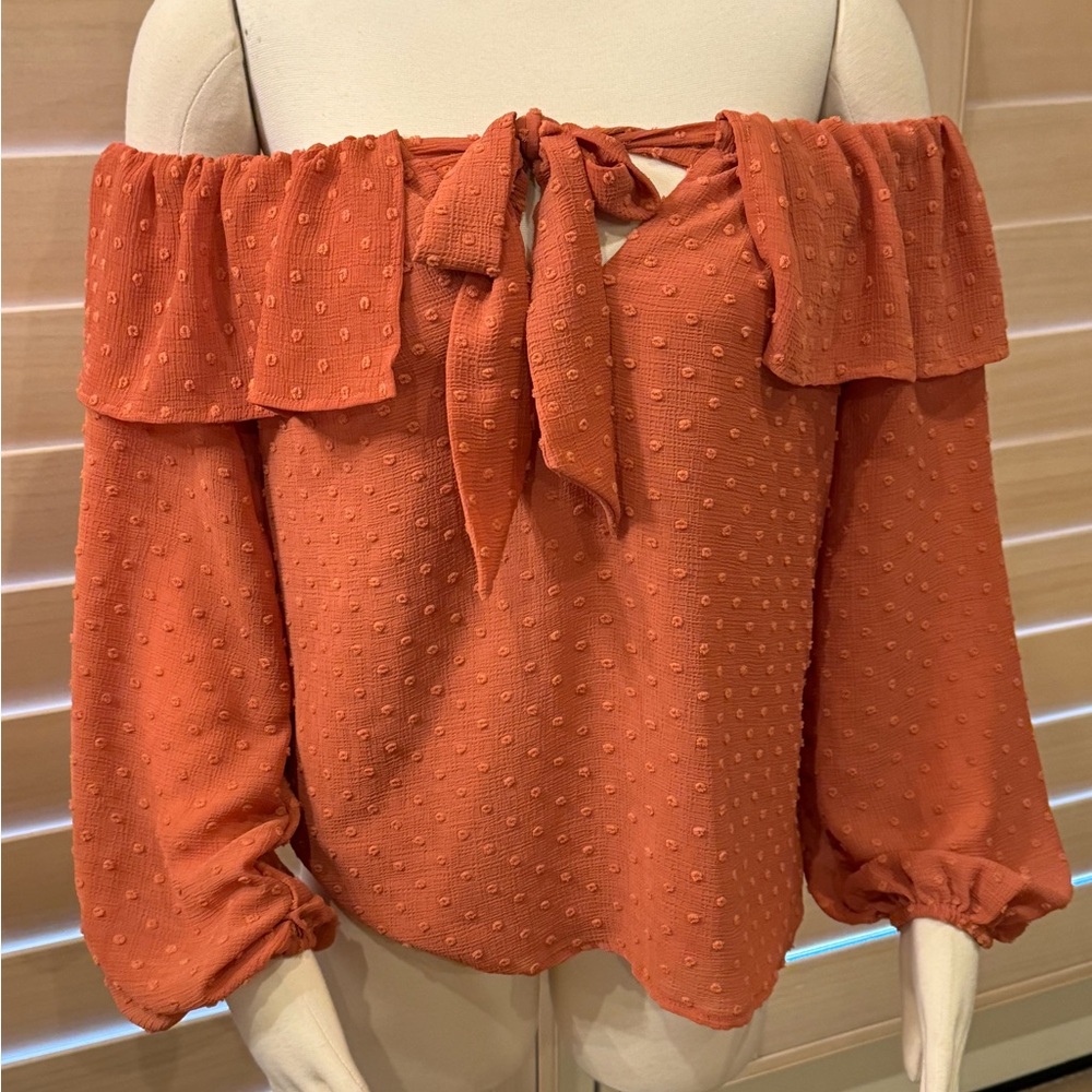Off the shoulder blouse size small rust color